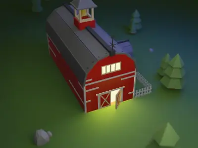 Farm Barn - Low poly farm barn model Free low-poly 3D model