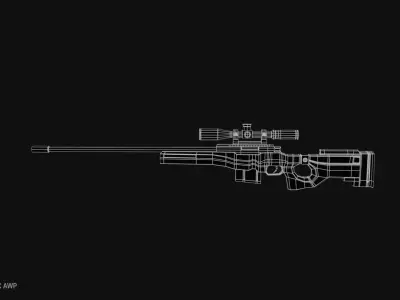 Post apocalyptic AWP Low-poly 3D model