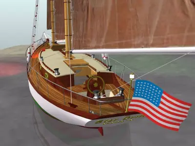 American Sailing Yacht - Early 20th Century 3D model