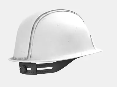 Hard Hat - Construction Gear White Dirty 3D model