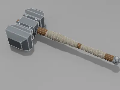 Fantasy hammer in minimalistic style Free low-poly 3D model