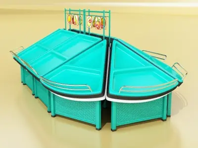 Fruit Stand Store Display Smoothable 3D model