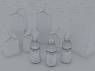Drinks and boxes 3D model