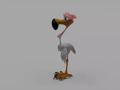 Flamingo cartoon Low-poly 3D model