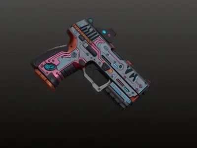 Sci-Fi Handgun 3D Model Game Ready Low-poly 3D model