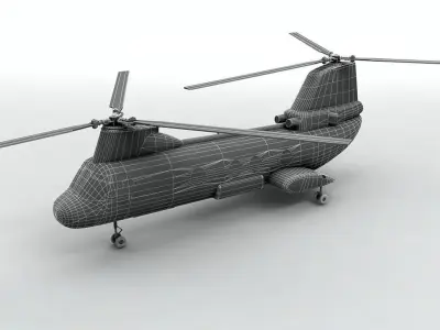 CH46 Seaknight Helicopter -2 Low-poly 3D model