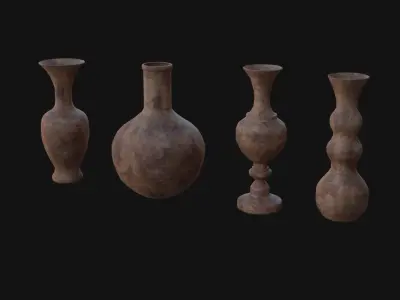 old Vases set 3 Low-poly 3D model