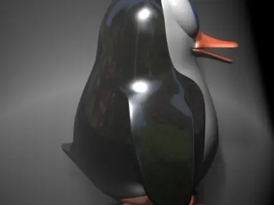 Penguin cartoon rigged Low-poly 3D model