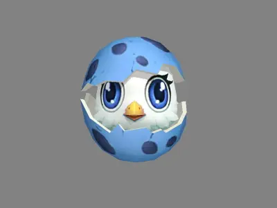 Cartoon new born bird - chicken Low-poly 3D model