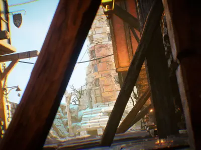 Medieval Town Street Environment Kit UE4 Low-poly 3D model