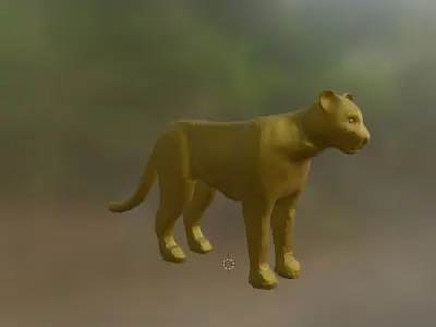 3D Gold Cougar model 3D model