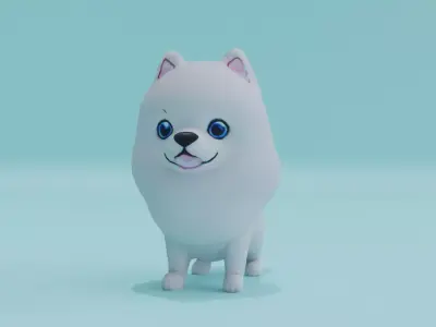 Puppy Pomeranian Baby Dog Cute Free low-poly 3D model