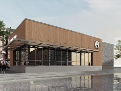 coffee shop Low-poly 3D model