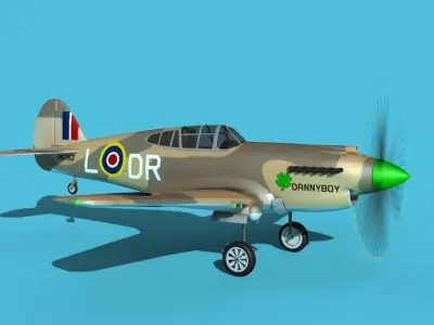 Curtiss P-40B Tomahawk V02 RAF 3D model
