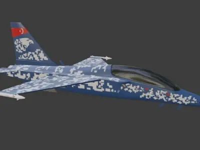 HURJET Single Engine Jet Trainer and close air support jet  Low-poly 3D model