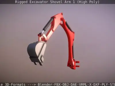 Rigged Excavator Shovel Arm -1- High-Poly 3D model