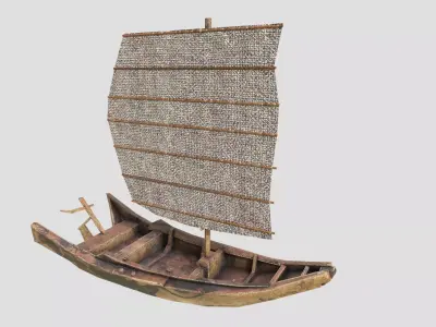 sailboat chinese boat Low-poly 3D model