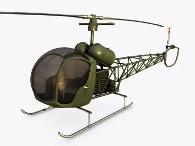 Bell 47 Helicopter Low-poly 3D model