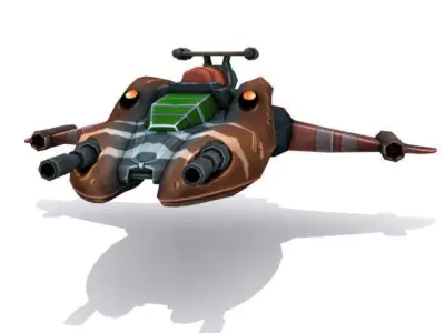 Combat spaceships Low-poly 3D model