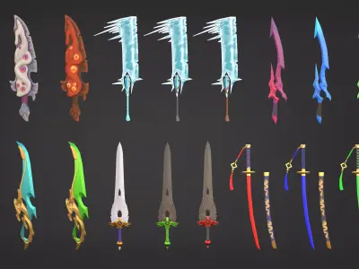 Stylized Swords - Stylized Asset Pack by Ake Low-poly 3D model