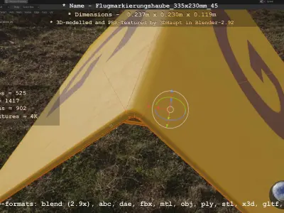 Flugmarkierungshaube 335x230mm 45 Low-poly 3D model