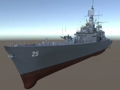 USS Bainbridge CGN-25 3d model low-poly Low-poly 3D model