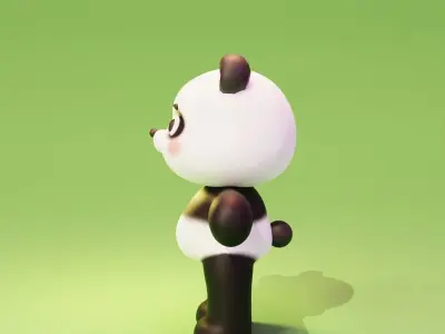 Cartoon cute Panda character design Free 3D model