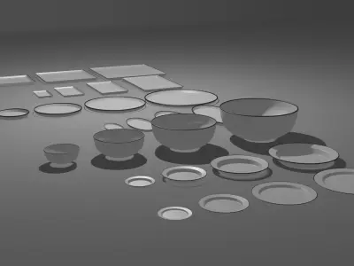 Kitchen pack plate and tray Free 3D model