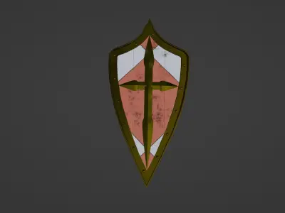 Tri-Parted Pointed Heraldic Shield 3D model