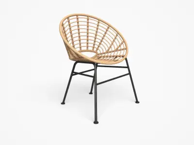 Shell outdoor Dining Chair wicker Low-poly 3D model