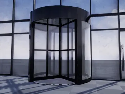 Revolving door set Low-poly 3D model