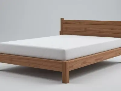 Simple Bed 3D Model  Low Poly Furniture  Game  Interior Ready Free low-poly 3D model