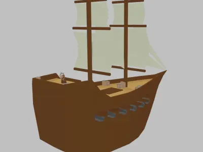 Low-Poly Medieval Ship Low-poly 3D model