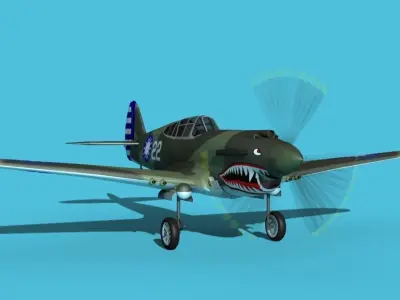 Curtiss P-40B Tomahawk V06 China Flying Tigers 3D model