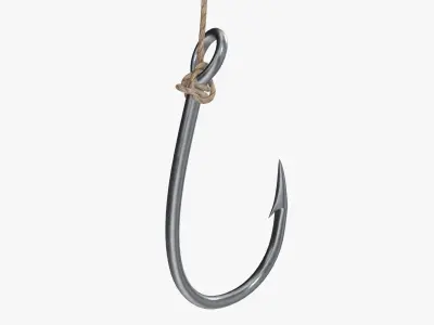 Fishing hook with line 3D model