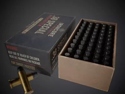 38 Special Ammunition Pack Game Ready PBR Low Poly 3D Models Low-poly 3D model