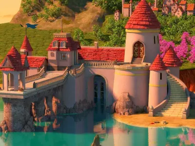 Cartoon Castle Scene 3D model