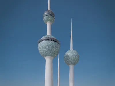 Kuwait Towers Low-poly 3D model