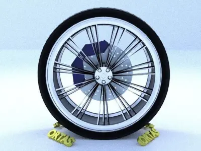 ORTAS CAR RIM 3 GAME READY RIM TIRE AND DISC 3D model