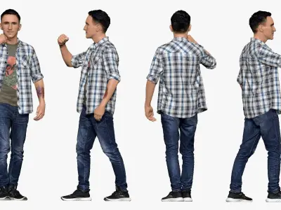 001256 guy in tshirt holding hand as a singer 3D model