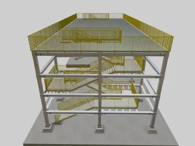 Steel Structure-Tsunami Evacuation Tower-Type-2 Free 3D model