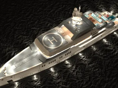 Elysian Superyacht Night Scene 3D model