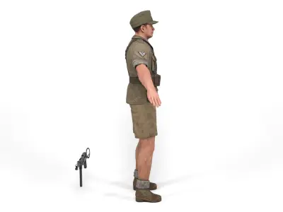 German Soldier 3 - Afrika Korps Low-poly 3D model