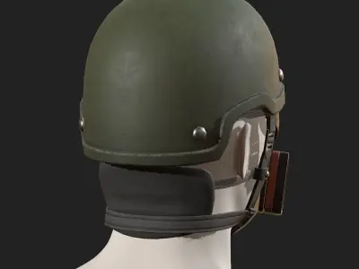 Helmet gas mask scifi military combat 3d futuristic  Low-poly 3D model