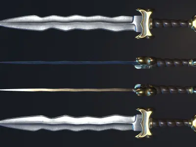 Celtic Flame Sword Low-poly 3D model