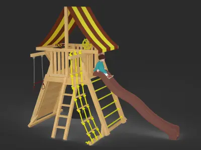 Toddler Girl on Slide 3D model