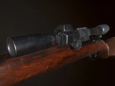 Springfield M1903 Sniper rifle with M84 scope PBR Low-poly 3D model