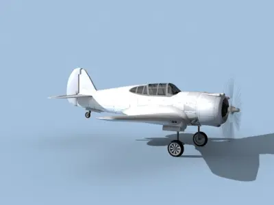 Curtiss P-36C Hawk Bare Metal 3D model