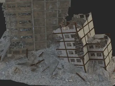 destroyed building Low-poly 3D model