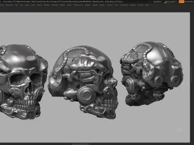skull robot head a02 3d print model 3D print model